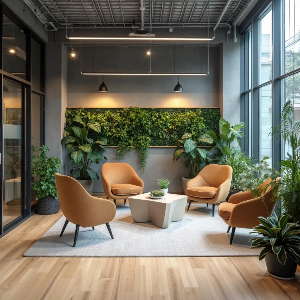 Bureau moderne CoachVie avec espace accueil chaleureux